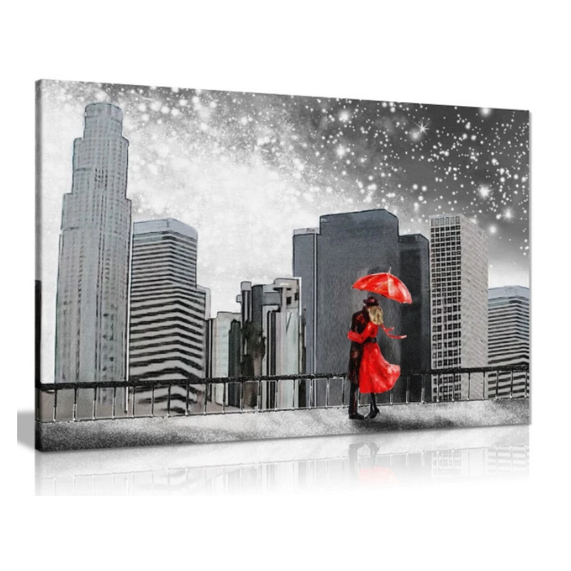 Black & White Red Budapest Painting Canvas Picture Print Home Decor abstract canvas wall art poster printed painting