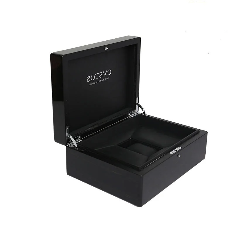 Watch Case Wooden Watch Spring with PU Leather High-quality Wholesale Custom Logo Black Customized Logo Luxury Wooden Box CN;GUA