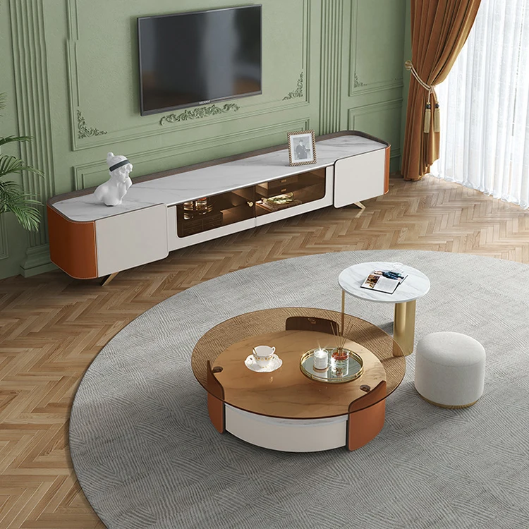 Luxury Combination modern living room center cabinet furniture tv stand and coffee table