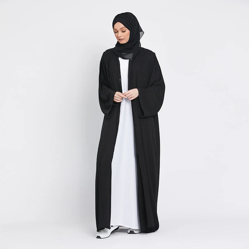 Solid Color Tunisian Qatar Material Hoody Marokko Dubai Boutique En Gros Embroidery Kaftan Muslim 2022 Abaya
