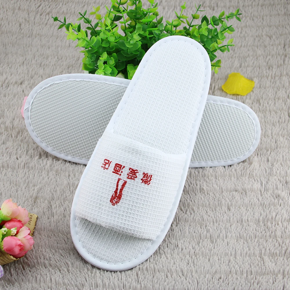 high quality custom waffle  disposable hotel slippers with logo