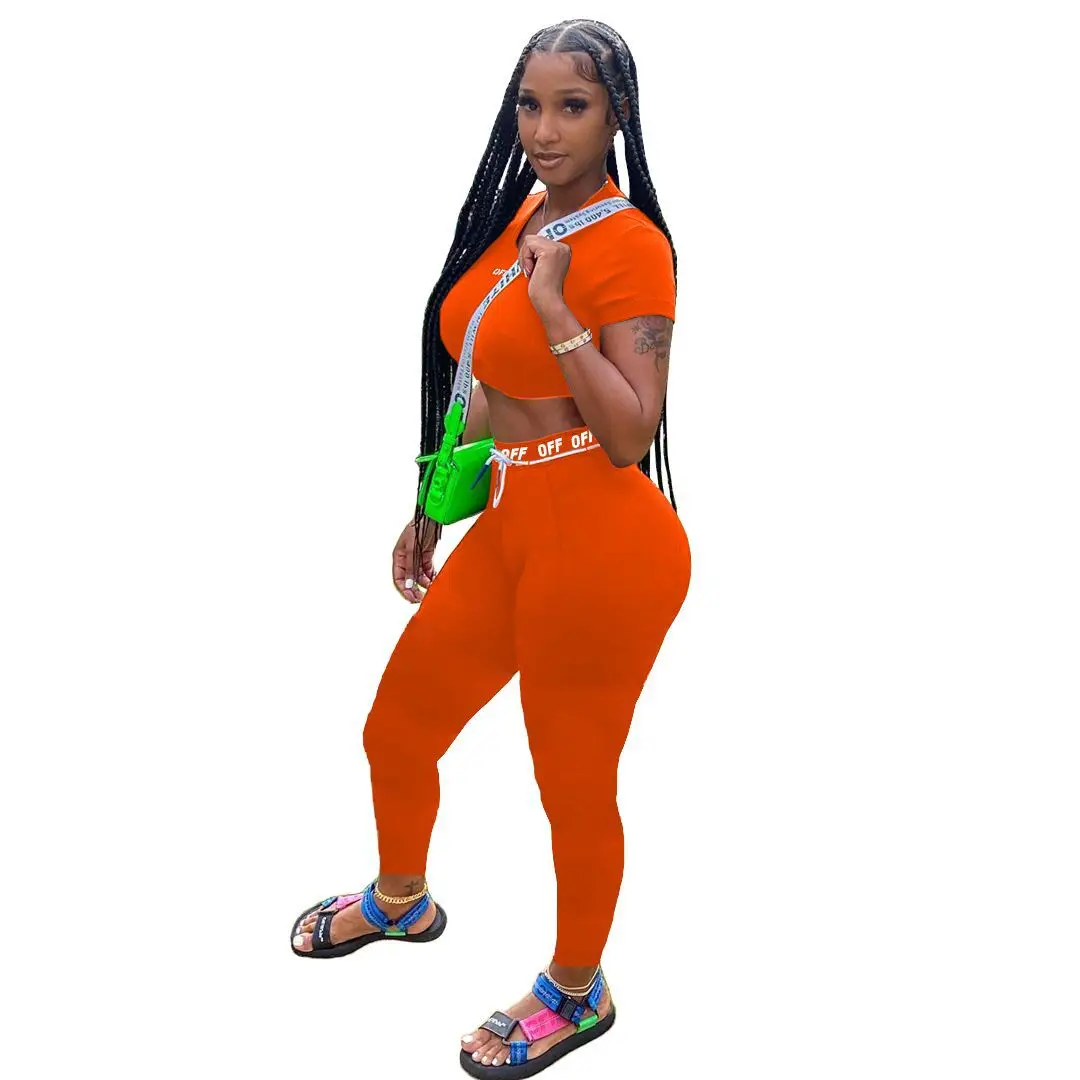 
YS397 sport casual womans clothing 2 piece summer trousers women outfits 2020 sexy solid color activewear sets for women 