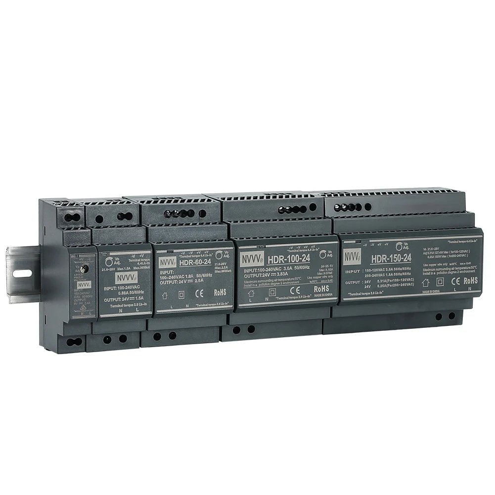 HDR Series Ultra-Thin Din Rail Switching Power Supply 5V HDR-15W 30W 60W 100W 150W 12V Power Supply 24V 48V smps