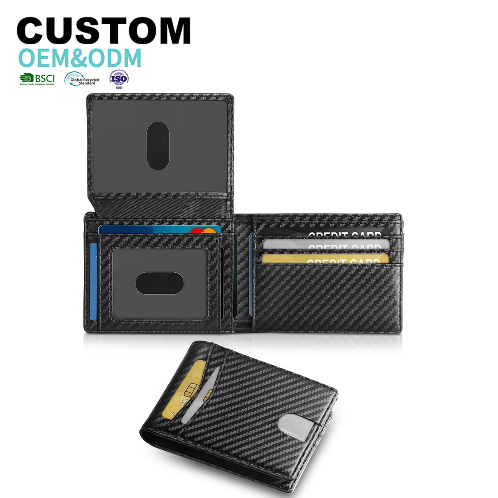 Vintage Crazy Horse Classic Brown Leather Wallet RFID Blocking Custom Slim Credit Card Holder Wallet For Man