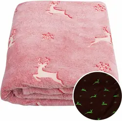 Factory Flannel Plush Throw Blanket Unicorn Blanket All Seasons Kids Pink Luminous Glow in The Dark Blanket
