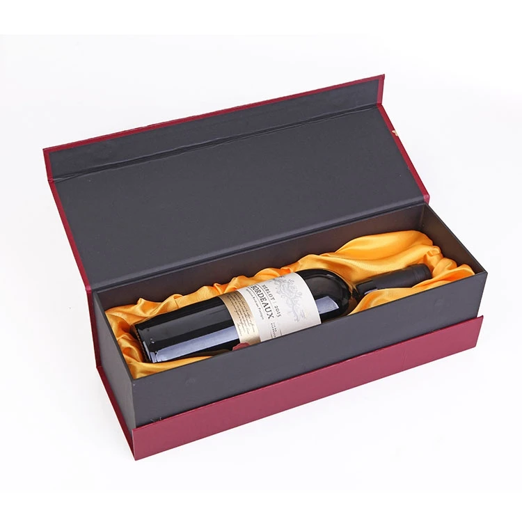 Custom Logo Rigid Cardboard Magnetic Champagne Bottle Paper Wine Whisky Gift Packaging Box