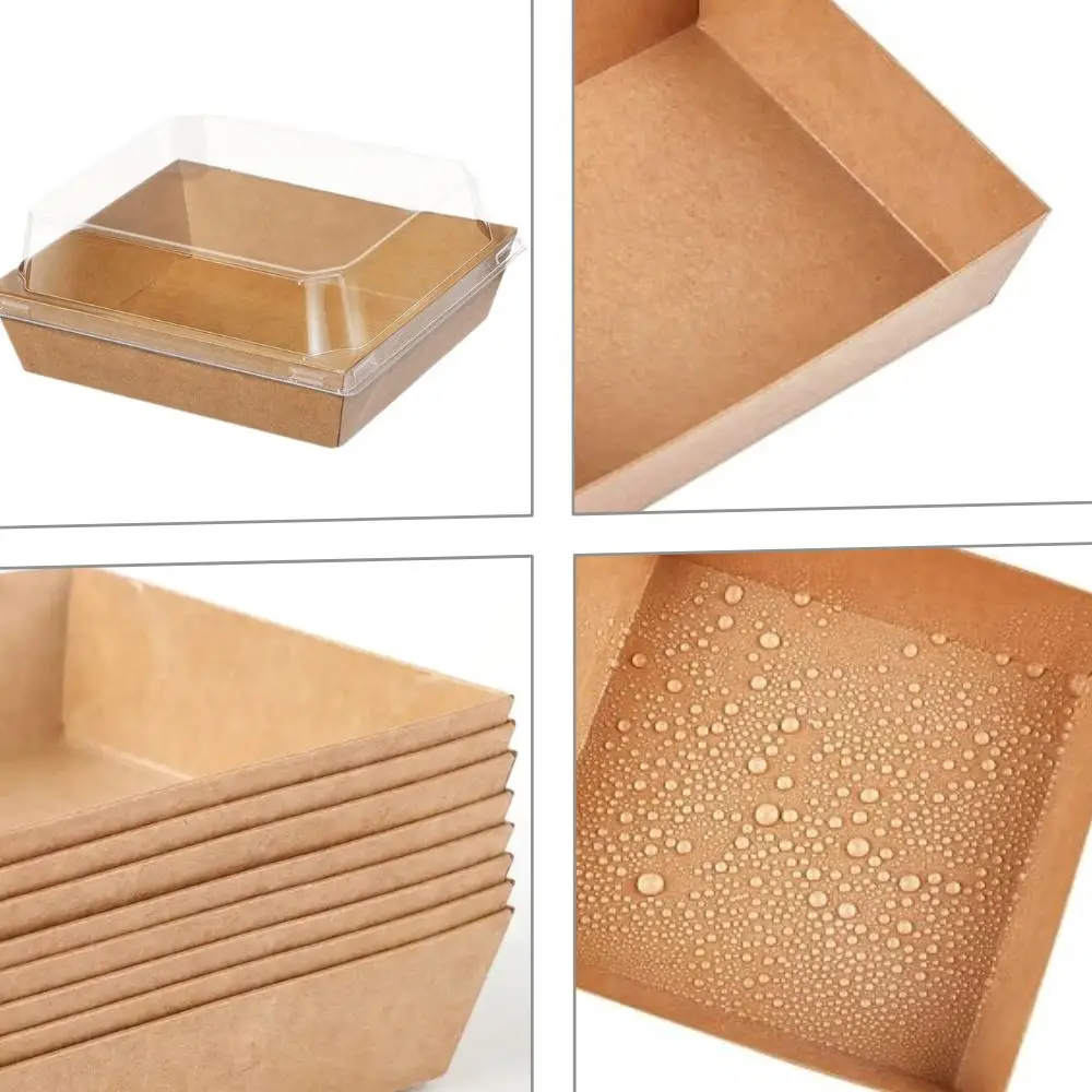 Custom Eco Friendly Takeaway Food Boxes Disposable Meal Prep Food Packaging Kraft Paper Lunch Box with Lid