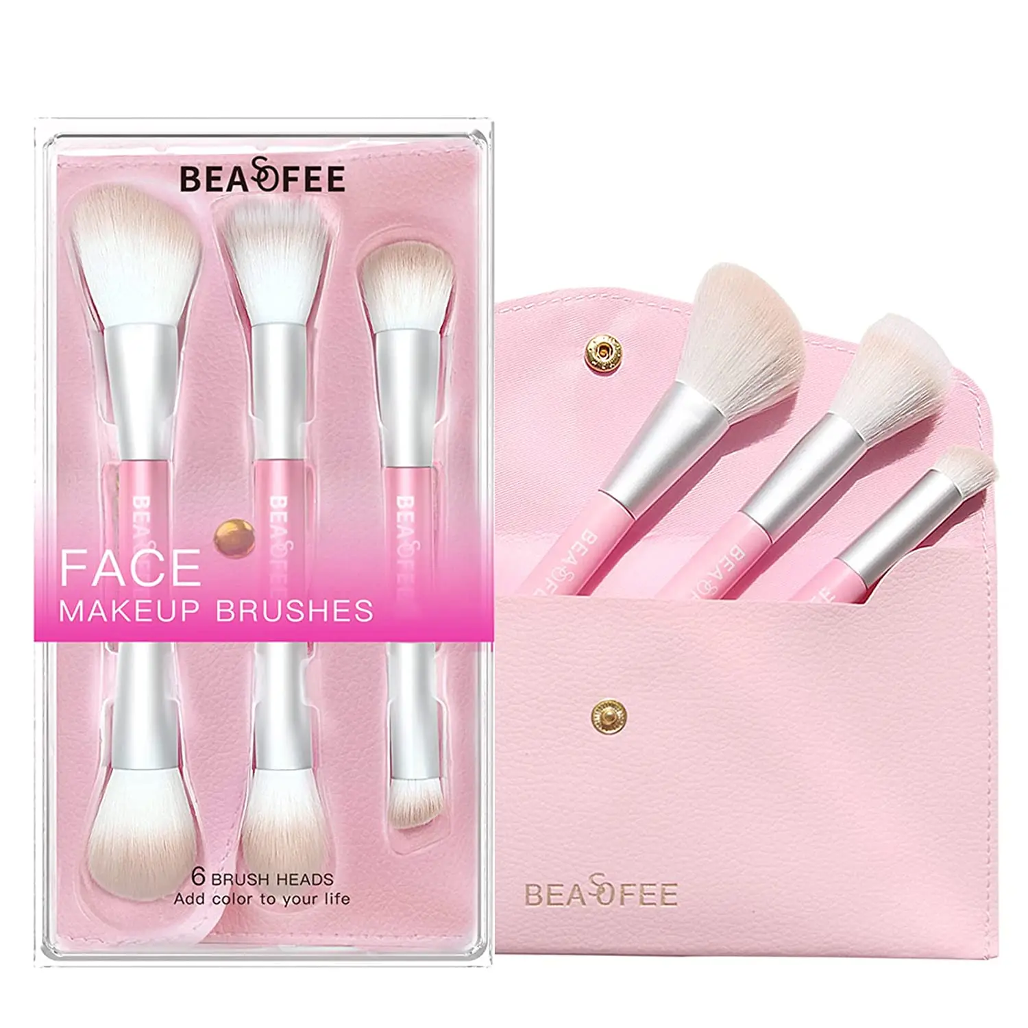 Professional travel Pink double head custom makeup brushes kit makeup accessories