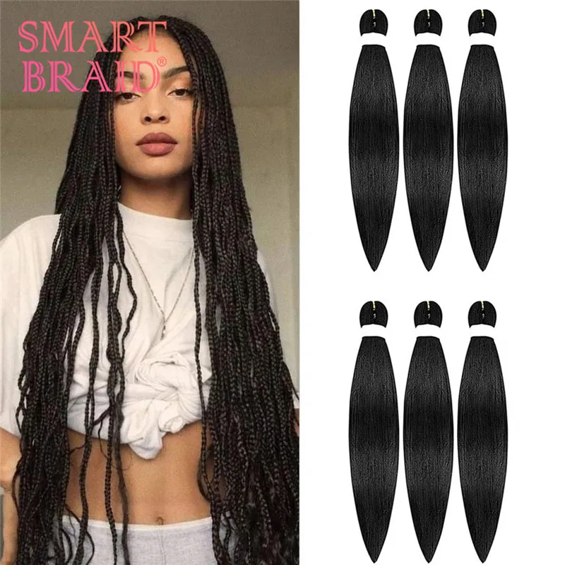 Smartbraid Hot Selling Easy braid Black Long Prestretched Braid Yaki Synthetic Ombre Bulk Stretched Braiding Hair