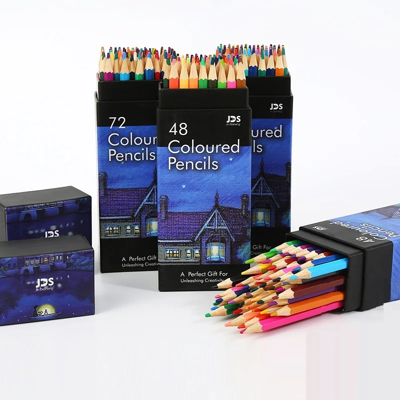 Oily Colored Pencil Set Professional Canister Students Color Lead Drawing Pencils 12/24/36/48/72 Colors
