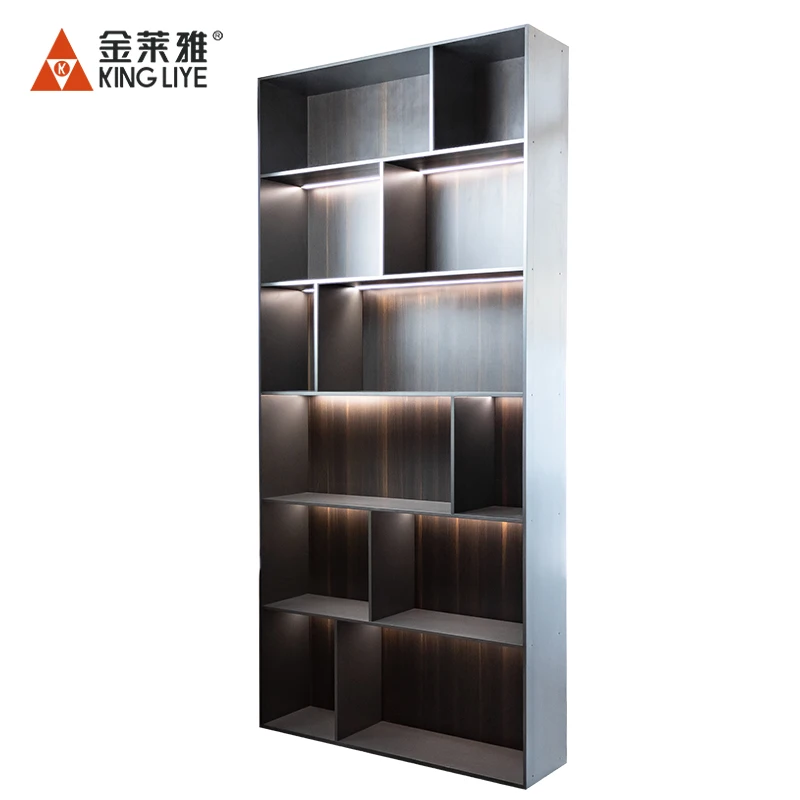 Wall-mounted Book Shelf Top Quality Custom Italian Contemporary Light Luxury Modern Aluminum Bokcase Storage