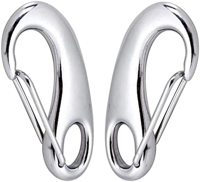 316 Stainless Steel Spring Snap Hooks Clips Silver Multi Use Snap Rope Hook for Keychain Backpack Climbing Hiking Gym