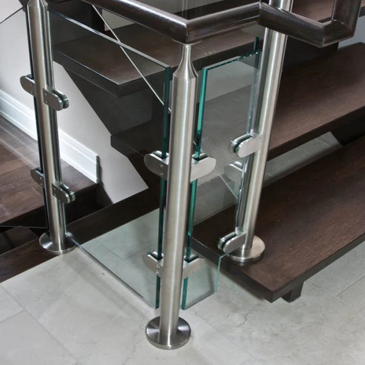 Modern types of stainless steel glass stair hand railings for plexiglass