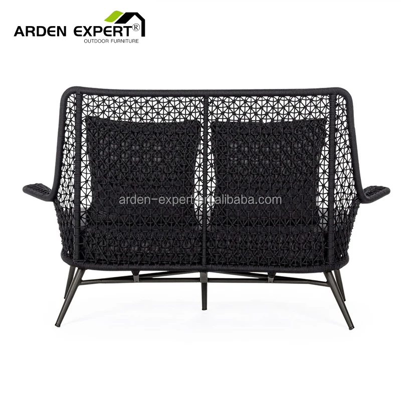 Outdoor PE Rattan Love Sofa Cane Woven 2 Seat Sofa Indoor Outdoor Use