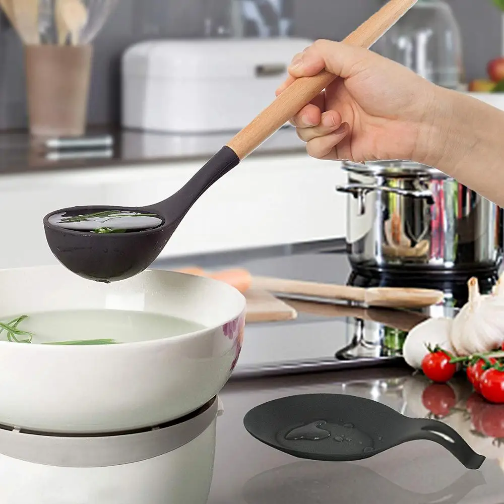  Durable heat resistance 23 piece wooden and silicone cooking kitchen utensils set with