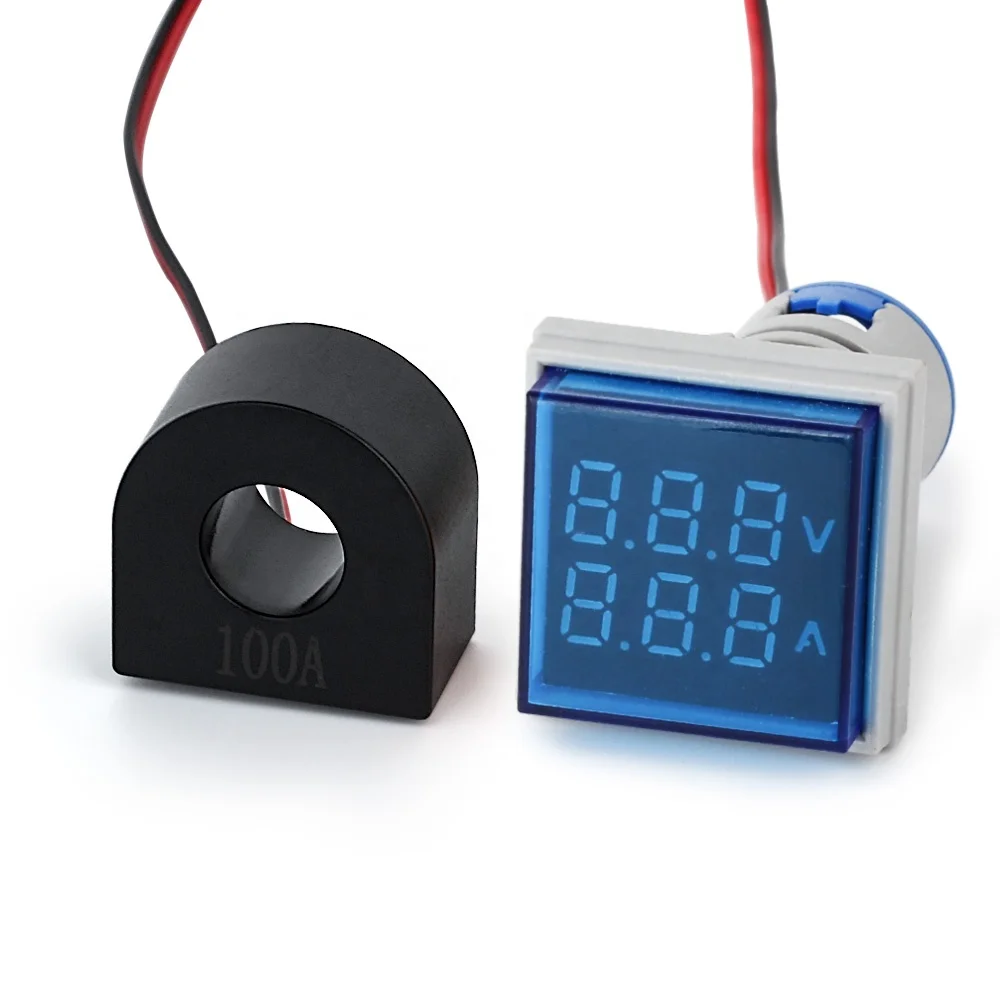NIN blue square led digital ac volt ammeter