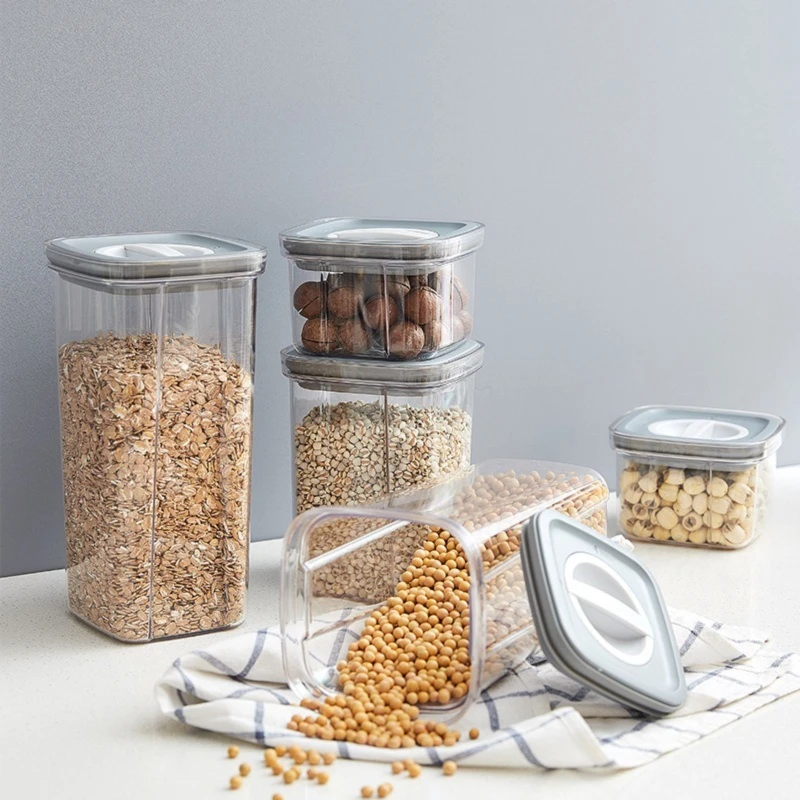 Household sealed jar transparent plastic food grade storage jar spice moisture-proof grain storage box