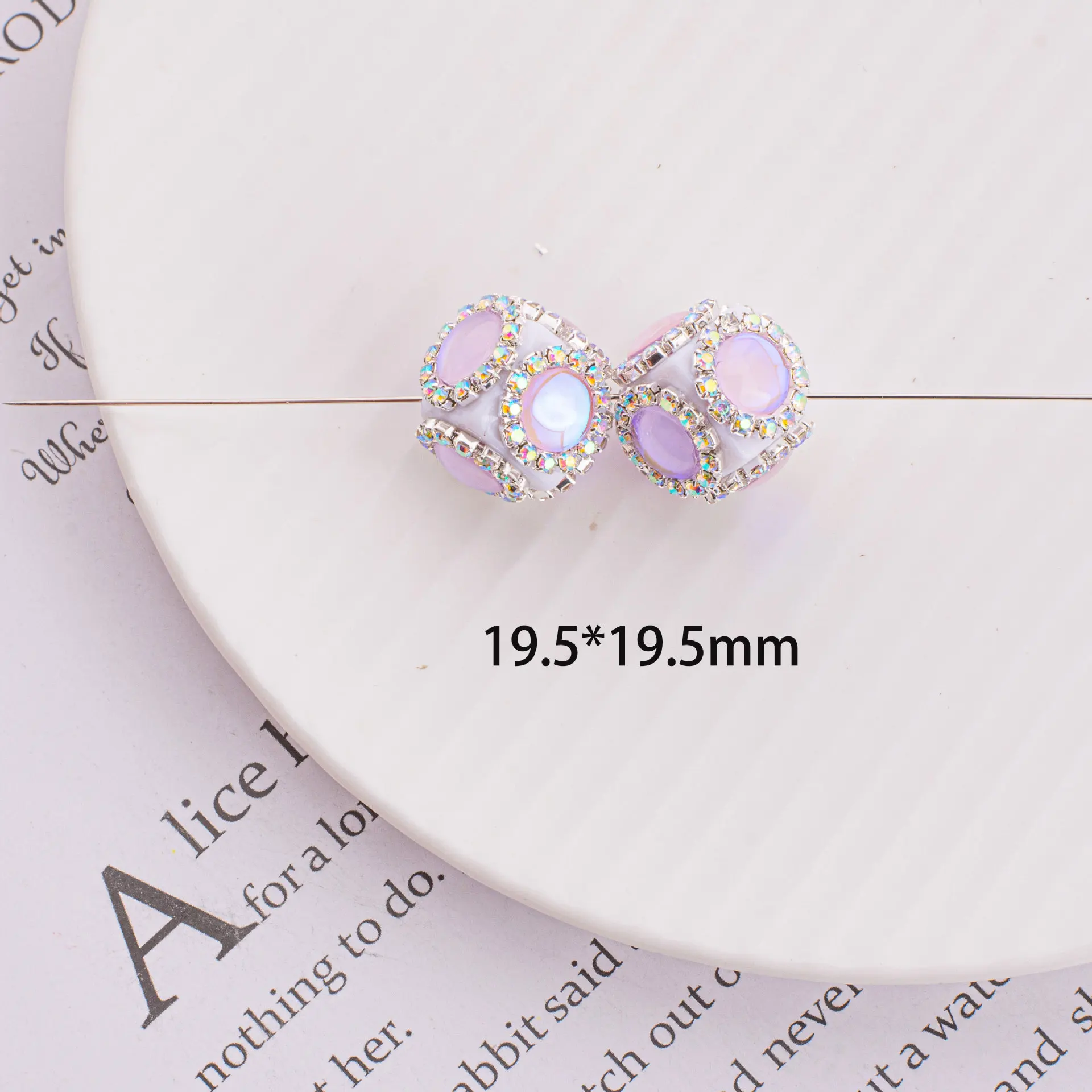 Custom amazing pave rhinestone and gemstone acrylic beads for jewelry making phone charm beads keychain loose beads