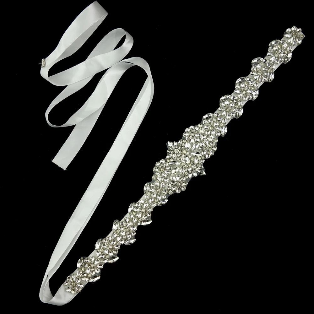 Ослепительный Блестящий серебряный пояс со стразами для женского вечернего платья, свадебной вечеринки