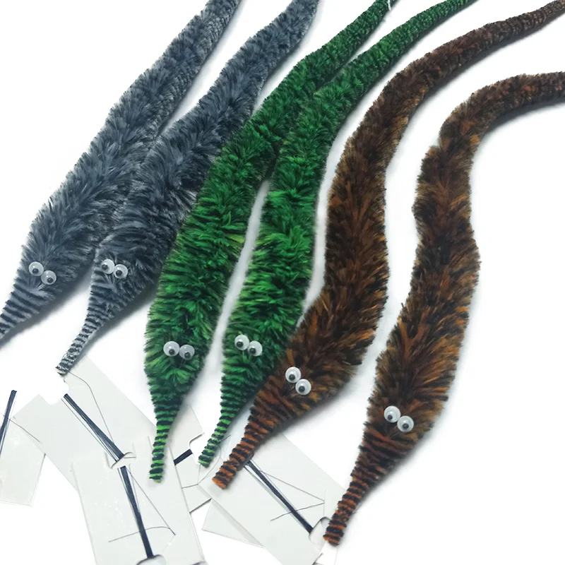 Craft Handmade Toy Colorful Funny Stripe Magic Worms with lively Moving Eyes and String for Cat and Dog Animal Toy