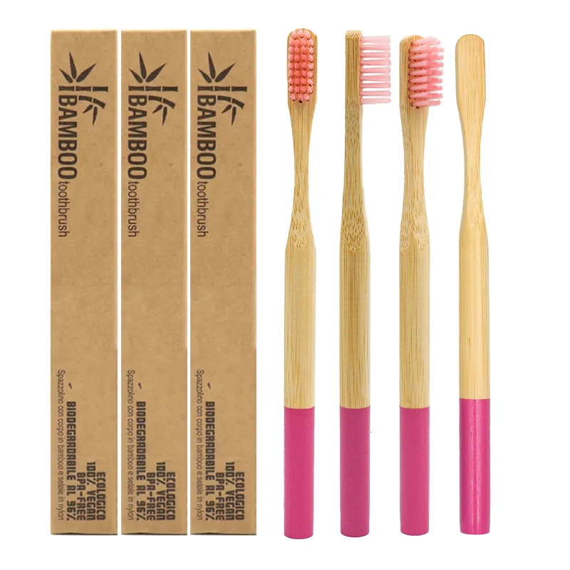 Wholesale 100% Healthy Custom Eco nature China Custom Bamboo Toothbrush with Soft Bristle for adults