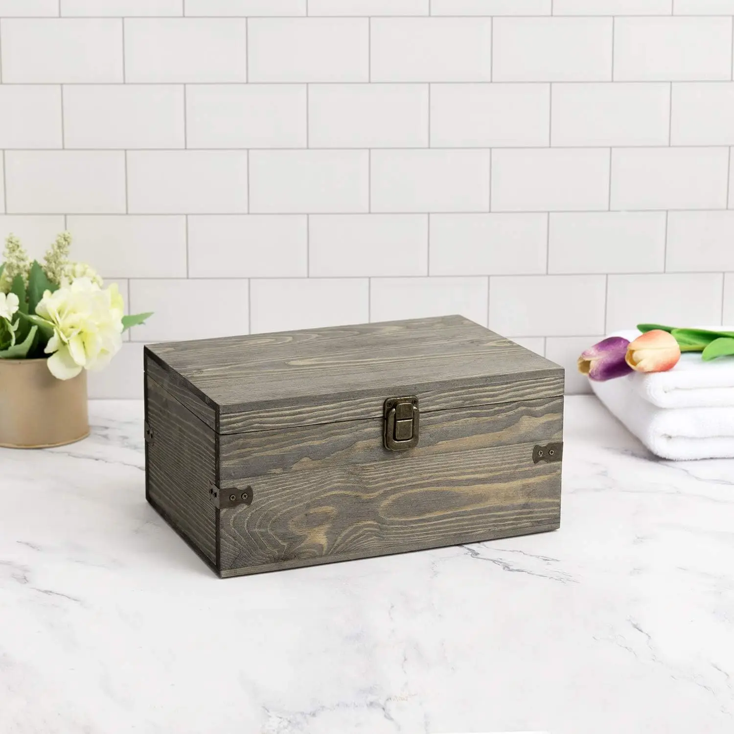 Customized Wooden Essential Oil Bottle Storage Box Vintage Gray Wood Roller Organizer Holder Display Case