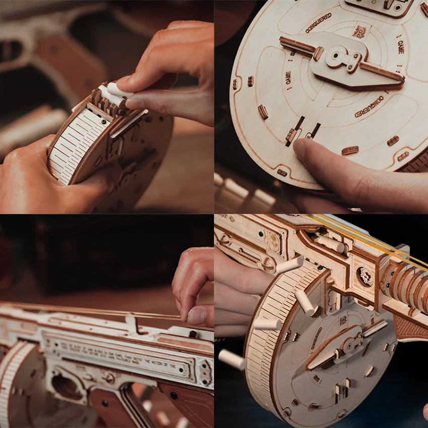 Robotime Rokr Assembled Toys LQB01 Wooden Submachine Gun Model Kit 3D Puzzles For Adults