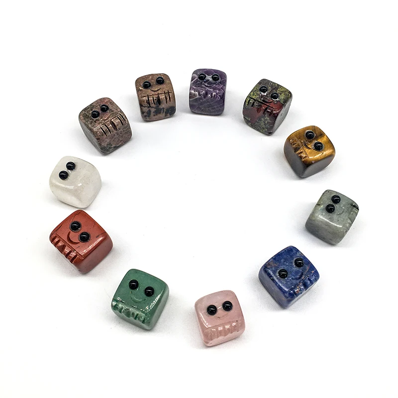 Wholesale High quality crystal  mix material obsidian elfin cube carving  crystal craft rose cute eye cubes for decoration