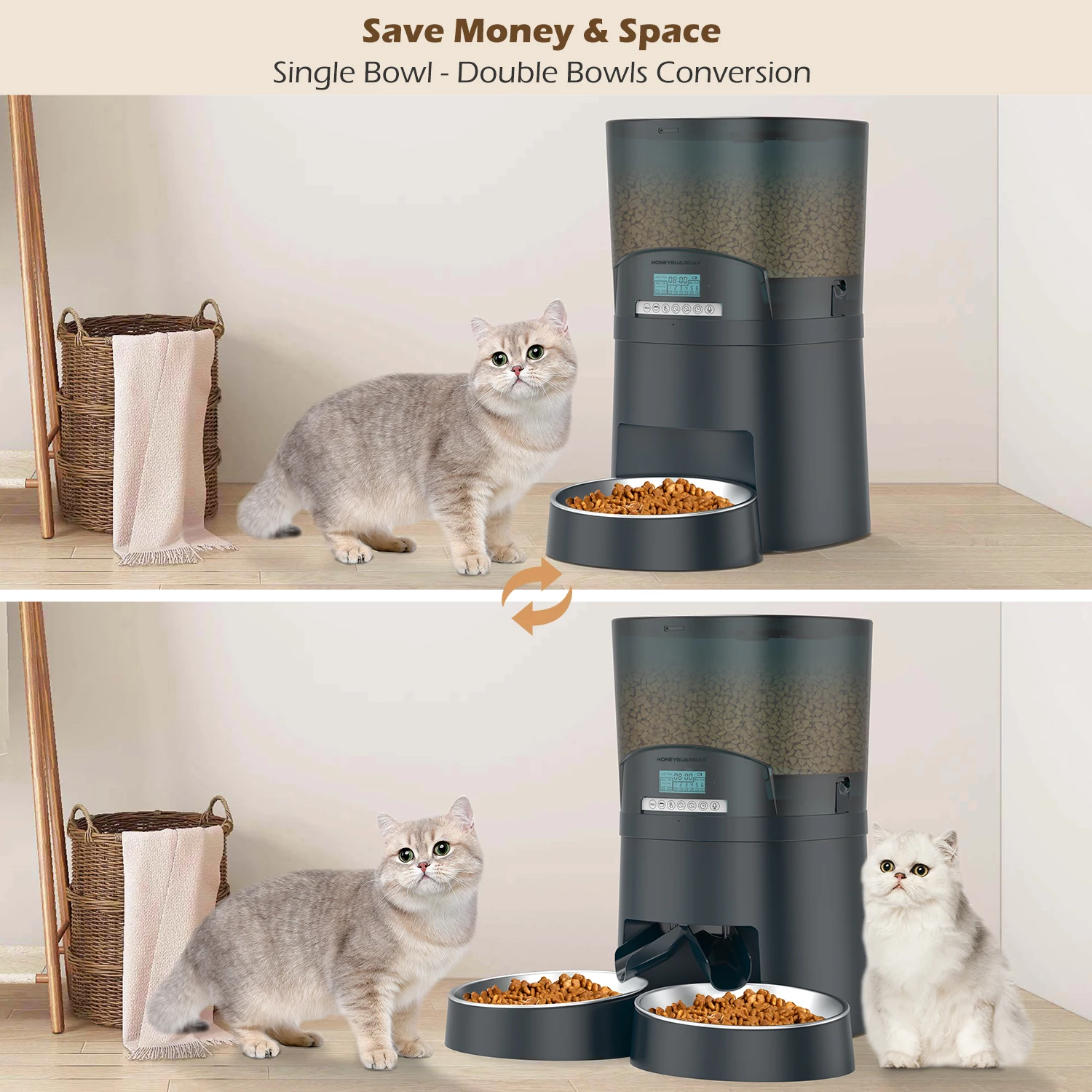 Popular Version Automatic Pet Cat Feeder Surefeed Wifi APP Control Camera Video Feeder with 7l Container for Medium Dogs Cats