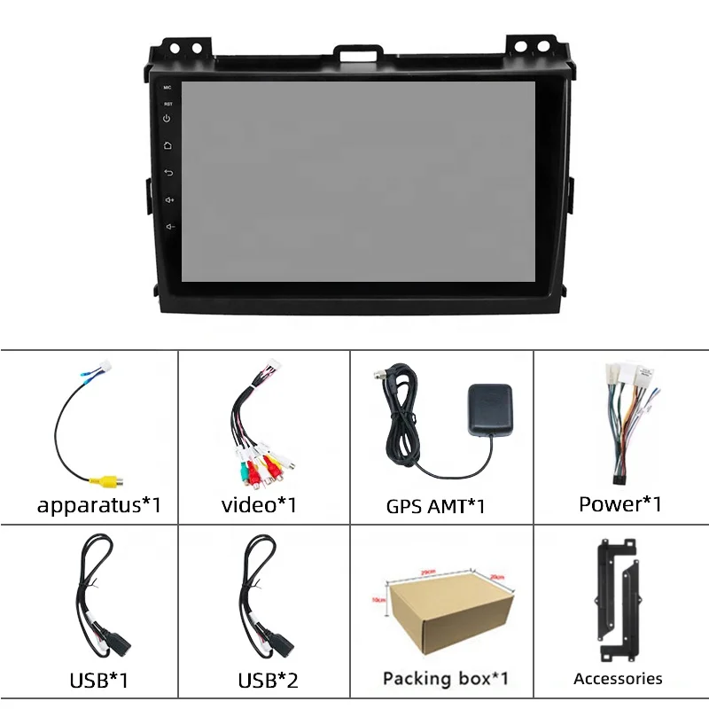 9 inch android 1+16GB GPS WiFi car radio dvd player Car frame For Toyota Land Cruiser Prado 120 2004-09