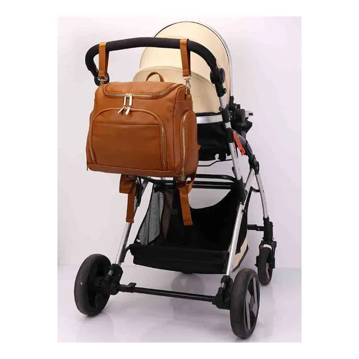 5 Piece PU Leather Diaper Bag with Bottle Warmer