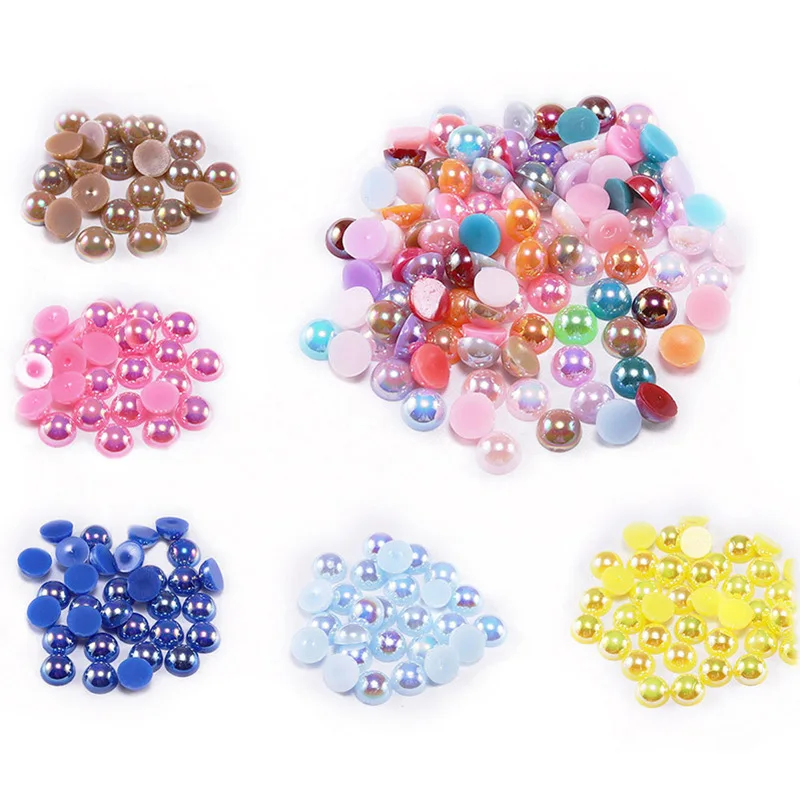 JC Wholesale abs no pearl beads 3mm-14mm multi colors no hole imitation plastic beads for jewelry making pearl beads abs