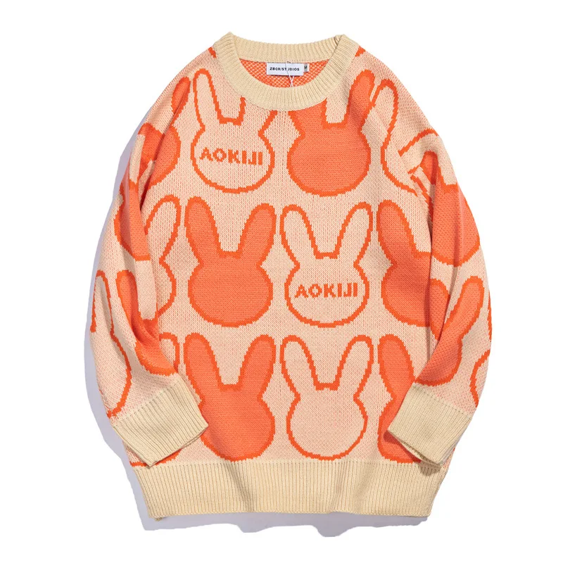 Мужское осенне-зимнее пальто 2021, повседневный Свободный пуловер с круглым вырезом для пар, мужской свитер на Рождество