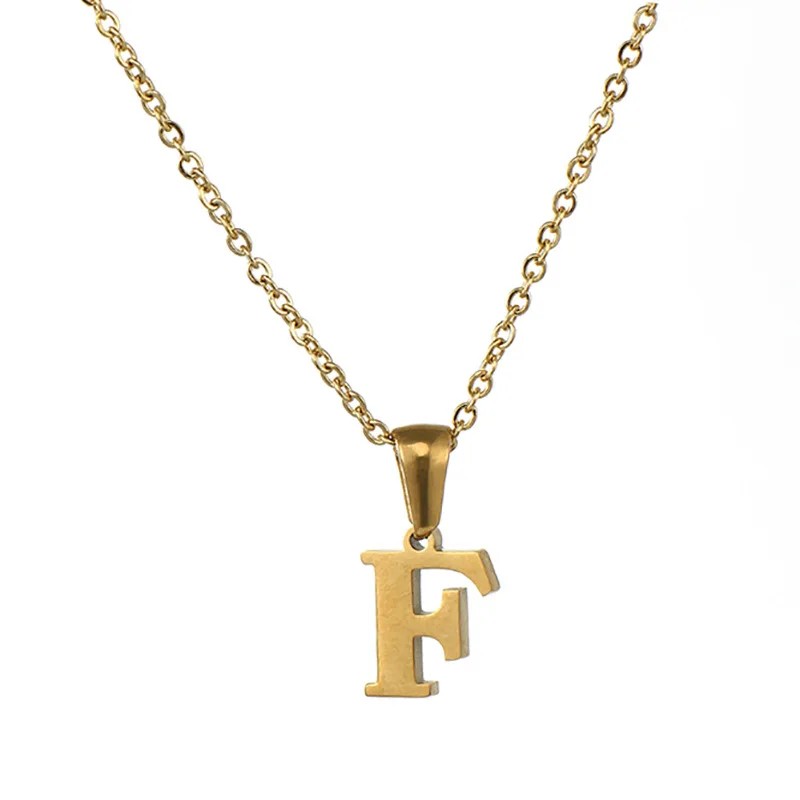 18K Gold Alphabet Initial Necklace for Women | Stainless Steel Mini Letter Pendant | Trendy Minimalist Personalized Jewelry Gift