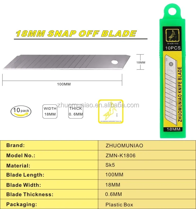 Hobby Sliding Knife China Replacement Blades Sharp 18MM Single Edge Snap Off Cutter Blade