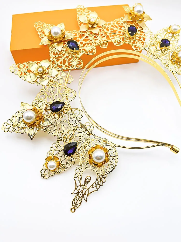 Custom Make Lorita Goddess Sun Halo Crown Headband Gothic Retro Mary Baroque Hair Accessories