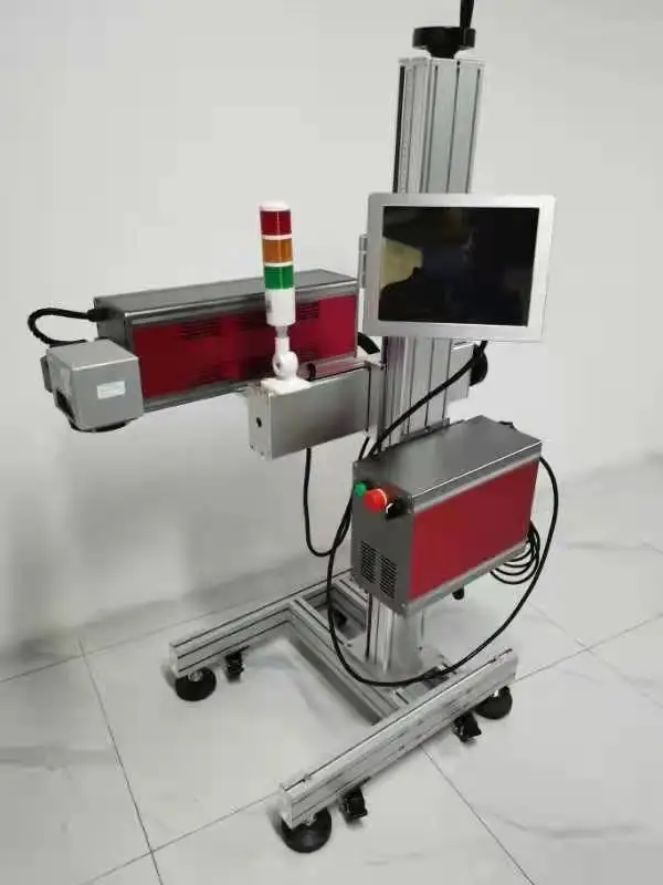 Auto Online Flying CO2 Laser Printer Expiry Date Batch Code Laser Printer for Plastic Bags Cable Wire PET Bottle