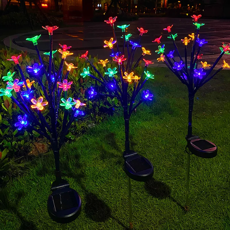 Hot Sale Manufacturer Outdoor Led Waterproof Solar Powered Garden Smart Cherry and Rose Flower Landscape Decorative Lamp Light