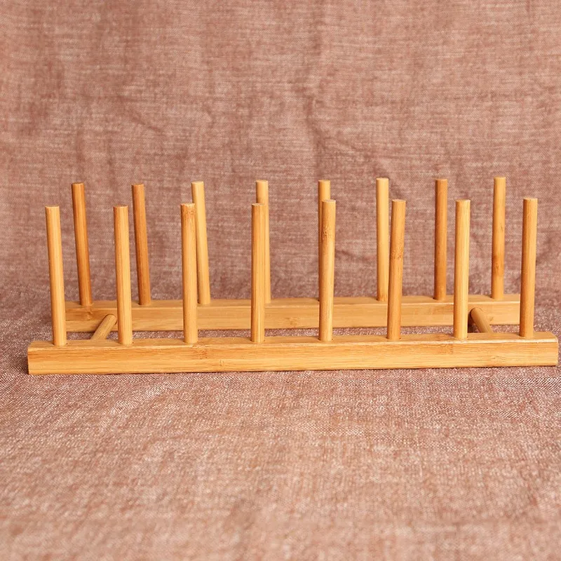 Wholesale Eco-friendly bamboo dish drying rack handmade kitchen plate storage rack