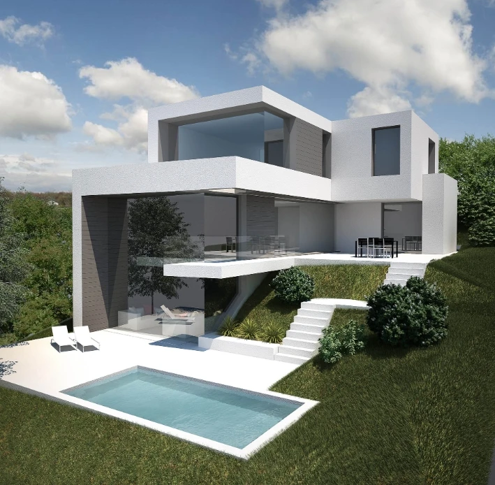 Cheap Durable Prefab House 90 square meter villa home of 2 bedrooms double storey house