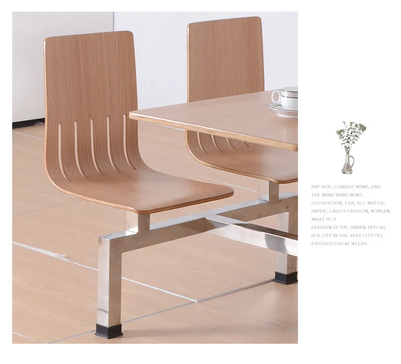 Strength factory four person school fast food canteen restaurant stainless steel conjoined table and chair