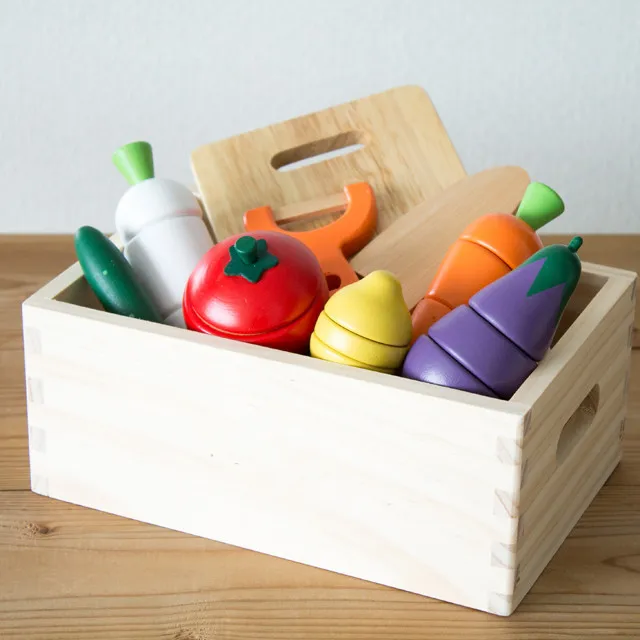 Wooden Toddlers Play House Magnetic Fruit and Vegetable Cutting Toy Fun Parent-child Interactive Early Education Kitchen Set