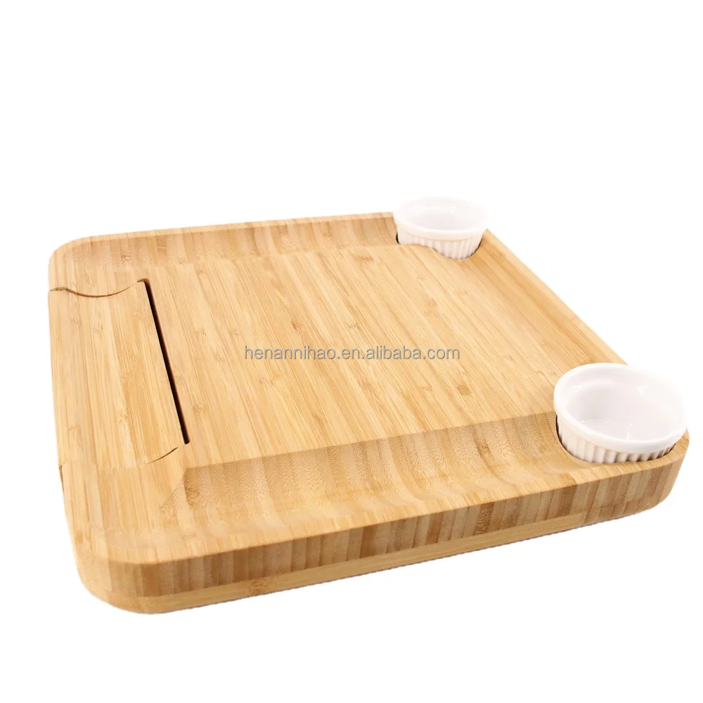 Cheese Board and Knife Set Bamboo Charcuterie Platter & Serving Tray for Cheese,Wine, Crackers, Brie and Meat