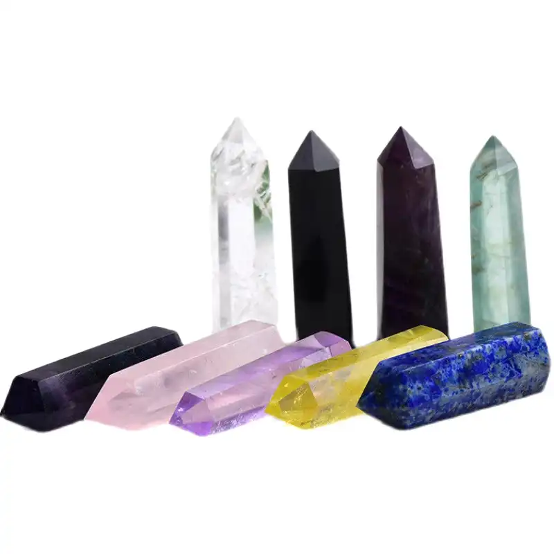 Wholesale Natural Feng Shui Gemstone Wand  Folk Crafts Crystal Point Quartz Tower  Amethyst Healing Crystal