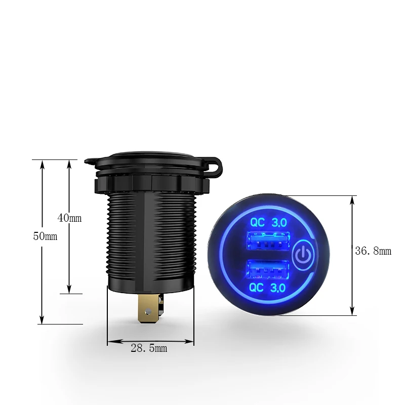 12V QC3.0 зарядное устройство с быстрой зарядкой, USB розетка Быстрая зарядка 3,0 зарядное устройство для автомобиля с двумя портами USB розетка с выключателем для автомобилей Грузовик