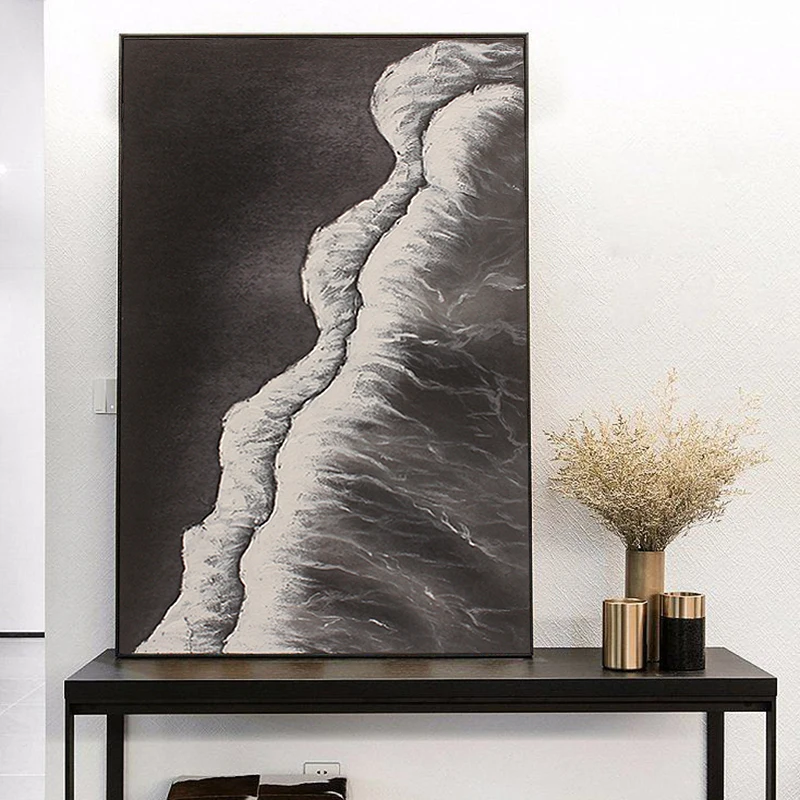 Modern Home Decor wall art handmade abstract black and white Canvas art oil painting  Acrylic Paintings