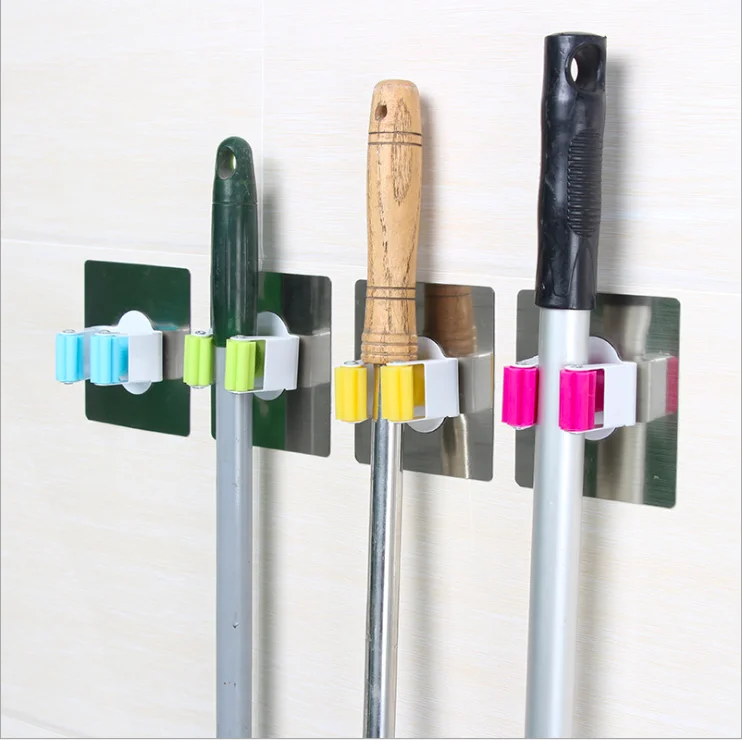 Versatile Home Garden StorageSelf Adhesive Wall Mount Cleaning Tool Organizer Broom Mop Holder Mop Clip