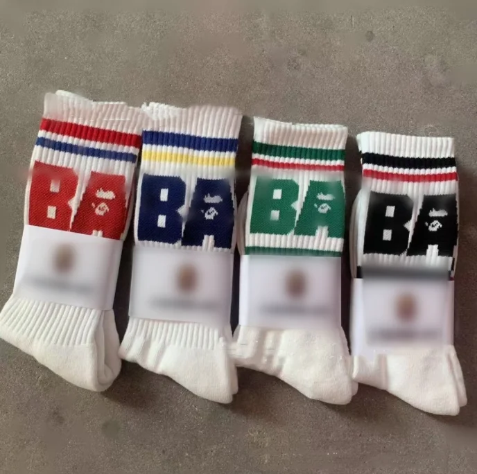 Wholesale Designer Sports Ape Embroidered Socks Custom Brand Cotton Dress Autumn Knitted Socks Women Men Fashion Socks