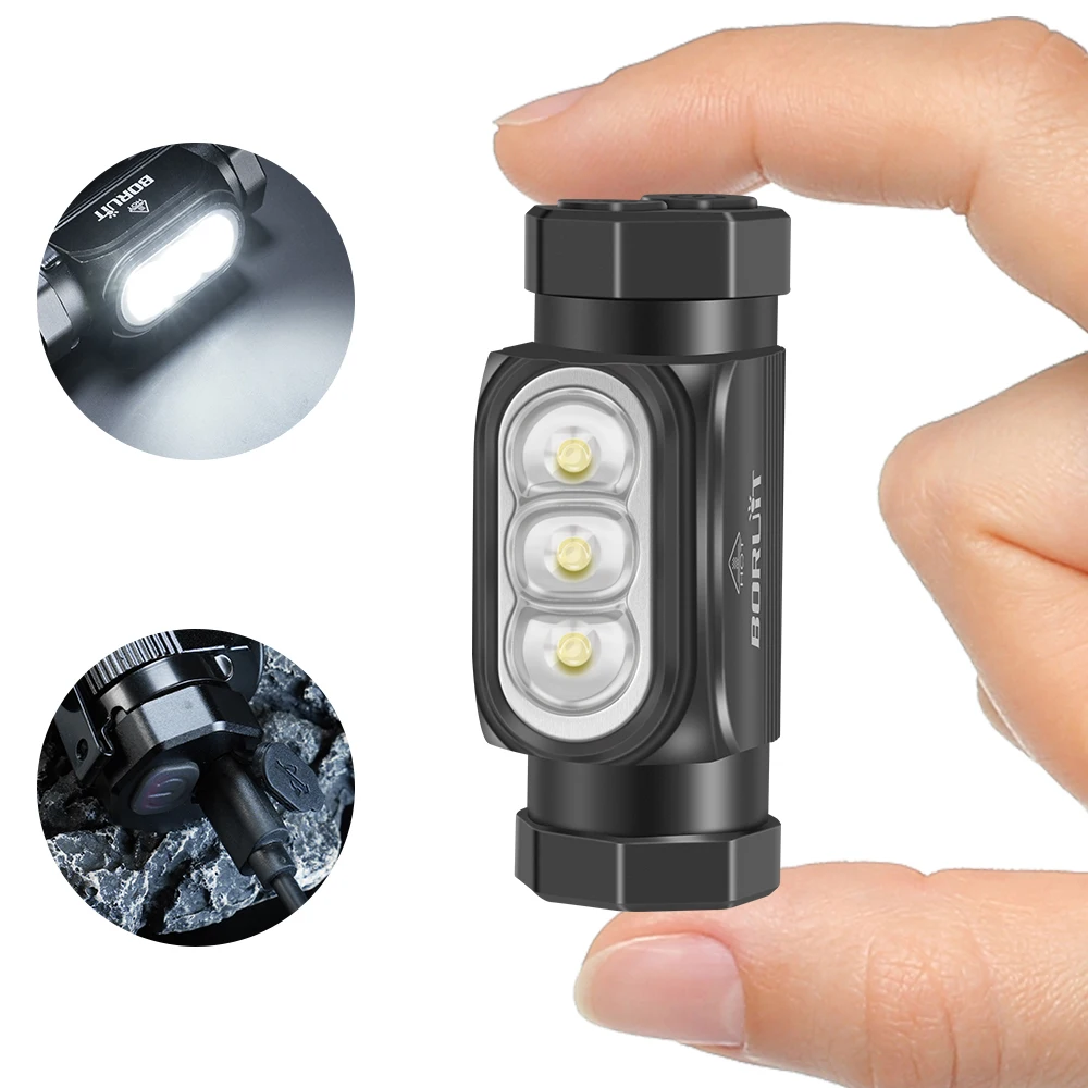 Boruit HP130 Rechargeable Waterproof IP68 Portable Pocket Light Keychain Mini EDC mini led flashlight With Magnet,clip