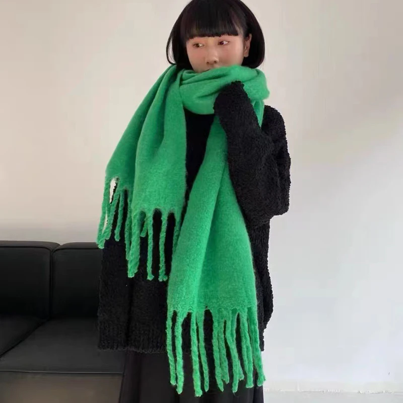 Wholesale Custom Thick Poncho Shawl Knitted Pashmina Blanket Winter Plain Scarves Ladies Cashmere Wool Scarfs Women And Men